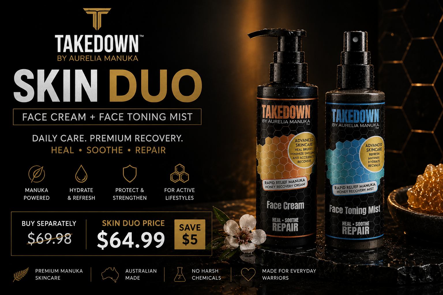 TAKEDOWN Skin Duo | Face Cream + Face Toning Mist
