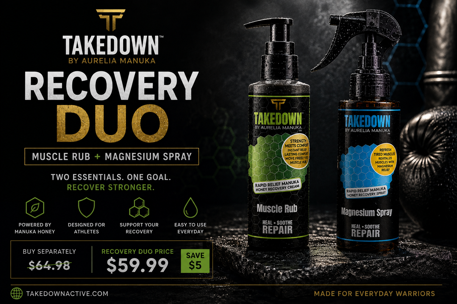 TAKEDOWN Recovery Duo | Muscle Rub + Magnesium Spray